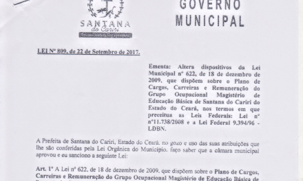 Santana do Cariri: Docentes conquistam 1/3 da carga horária para atividades extraclasse