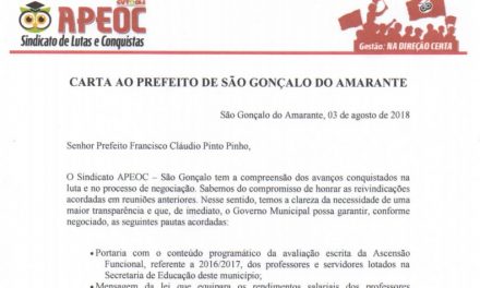 São Gonçalo: Comissão Municipal entrega carta ao Prefeito