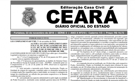 Publicadas no DOE as mudanças para aposentadoria dos servidores estaduais do Ceará