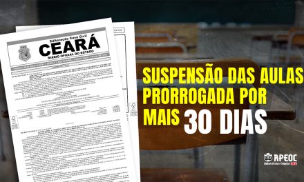 GOVERNO ESTADUAL PRORROGA SUSPENSÃO DAS AULAS POR MAIS 30 DIAS