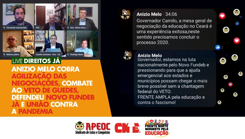 EM LIVE NACIONAL, ANIZIO MELO COBRA DE CAMILO SANTANA AGILIZAÇÃO DAS NEGOCIAÇÕES, COMBATE AO VETO DE GUEDES, COBRA DE RODRIGO MAIA VOTAÇÃO DO NOVO FUNDEB JÁ E UNIÃO CONTRA A PANDEMIA