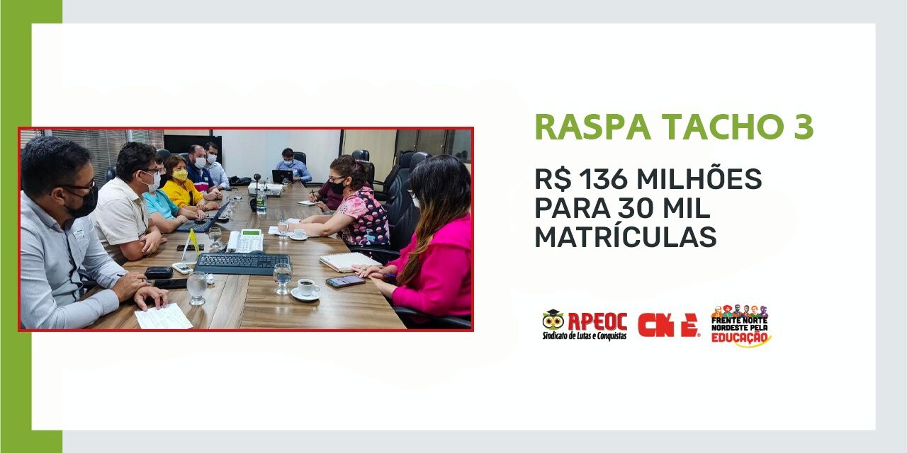 RASPA TACHO: 136 MILHÕES PARA 30 MIL MATRICULAS