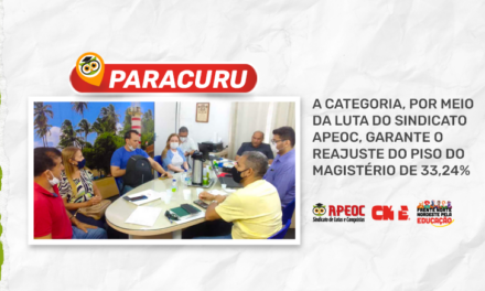 PARACURU: LUTA DA APEOC GARANTE REAJUSTE DO PISO DO MAGISTÉRIO DE 33,24%