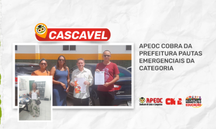 CASCAVEL: APEOC COBRA DA PREFEITURA PAUTAS EMERGENCIAIS DA CATEGORIA