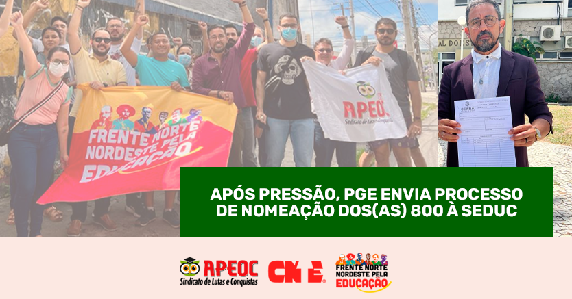 APÓS PRESSÃO, PGE ENVIA PROCESSO DE NOMEAÇÃO DOS(AS) 800 À SEDUC