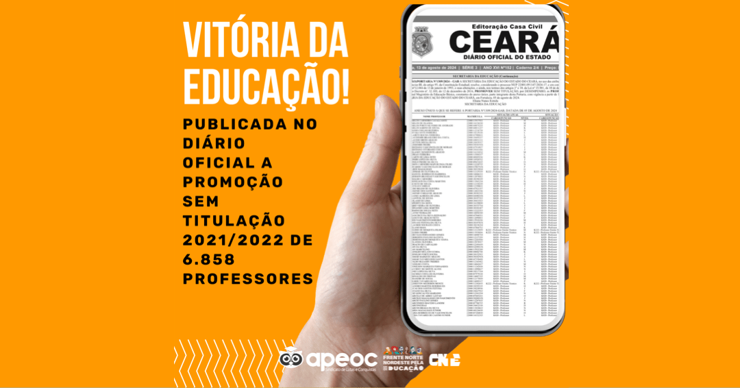 PUBLICADA NO DIÁRIO OFICIAL A PROMOÇÃO SEM TITULAÇÃO 2021/2022 DE 6.858 PROFESSORES