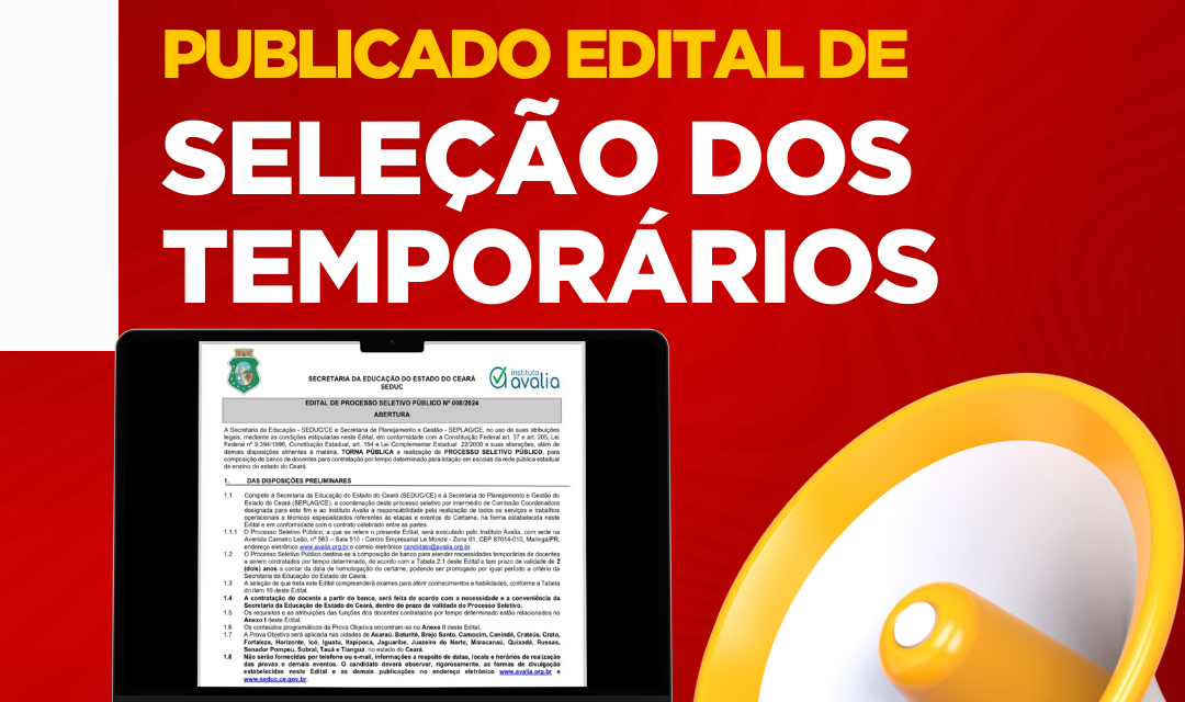 PAUTA EFETIVADA: PUBLICADO EDITAL DE SELEÇÃO DOS TEMPORÁRIOS