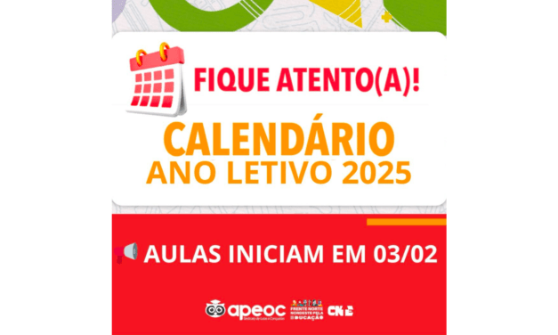 ANO LETIVO 2025: AULAS INICIAM EM 03/02