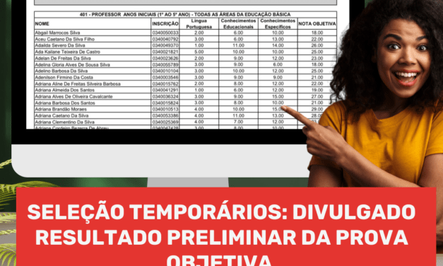 SELEÇÃO TEMPORÁRIOS: DIVULGADO RESULTADO PRELIMINAR DA PROVA OBJETIVA