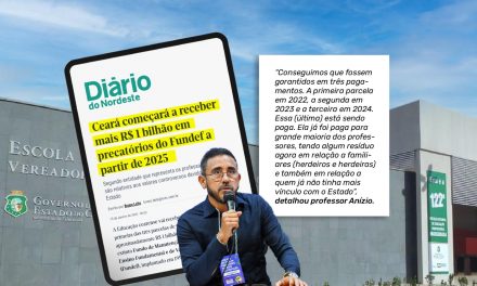 APEOC NA MÍDIA • CEARÁ COMEÇARÁ A RECEBER MAIS R$ 1 BILHÃO EM PRECATÓRIOS DO FUNDEF A PARTIR DE 2025 <br><h3>Segundo entidade que representa os professores, recursos são relativos aos valores controversos devidos pela União ao Estado</h3> 