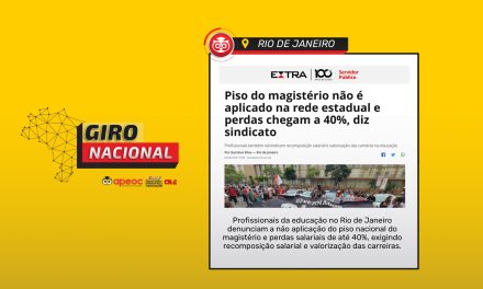 GIRO NACIONAL | RJ | JORNAL EXTRA | PISO DO MAGISTÉRIO NÃO É APLICADO NA REDE ESTADUAL E PERDAS CHEGAM A 40%, DIZ SINDICATO