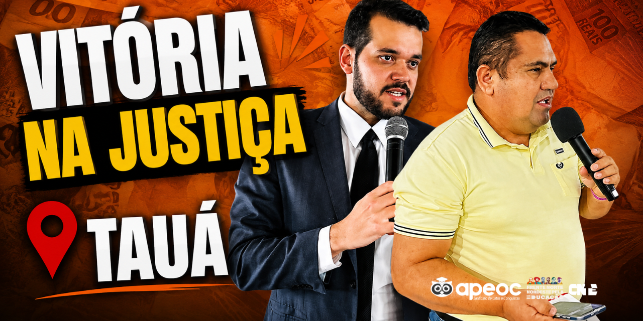 SINDICATO APEOC DERROTA PREFEITURA DE TAUÁ E GARANTE PISO SALARIAL NACIONAL PARA PROFESSORES APOSENTADOS <br><h3>Decisão judicial acolheu integralmente a tese da nossa Assessoria Jurídica. Agora, o Sindicato cobra que a gestão municipal não recorra e faça justiça a quem dedicou a vida à educação.</h3> 